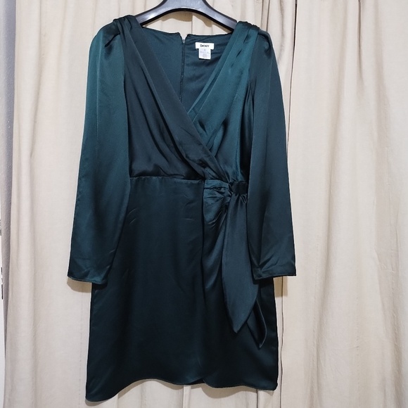 DKNY Side Knot Faux Wrap Dress Size 14 - Picture 3 of 8
